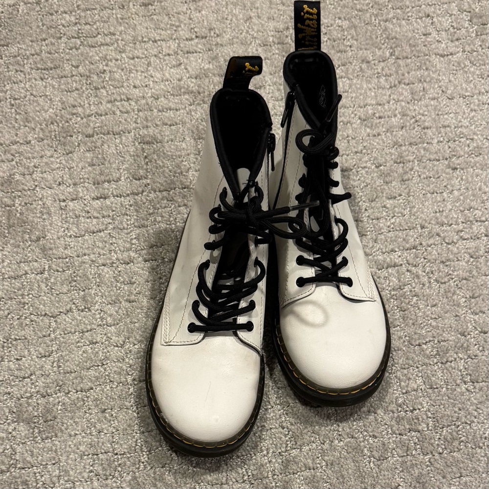 Dr. Martens White and Black Combat Boots - 3UK - 4M - 5W - 36